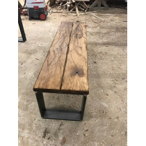 Sitzbank, Altholz-Antik Design, Industrial, Eichenbohlen im Altholz-Stil auf Kufengestell 120x43,5x40cm